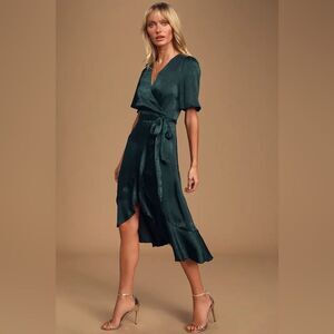 Lulu's Dark Green Midi Dress